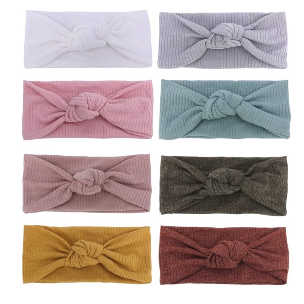 NWT 8 pack Sugarmelon ribbed soft cotton tie front head wrap headbands baby